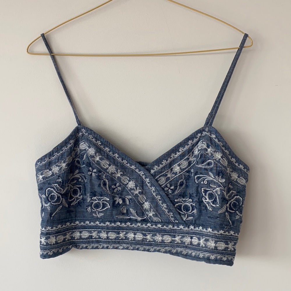 American Eagle Embroidery Floral Crop Top